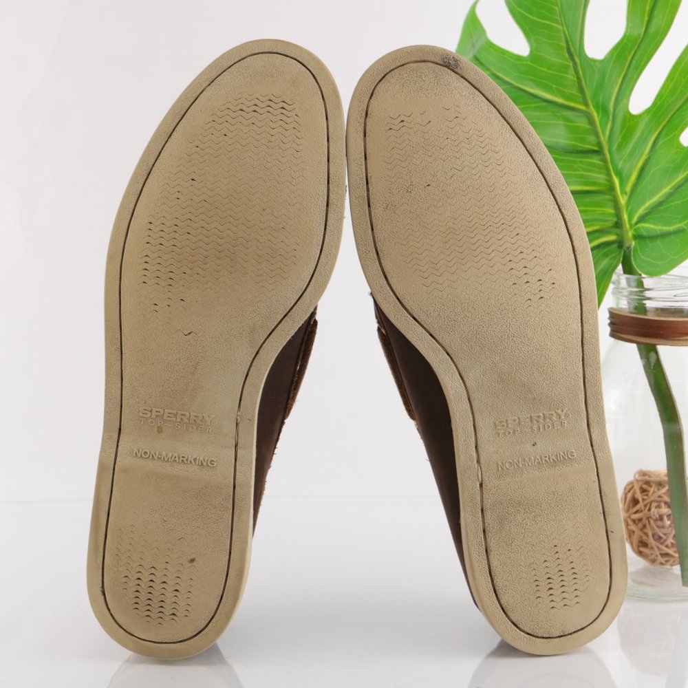 Sperry Gold Cup Boat Shoe Moc Loafer Slip On Brown Gold Plate Eyelet Men 10.5 - Picture 9 of 13